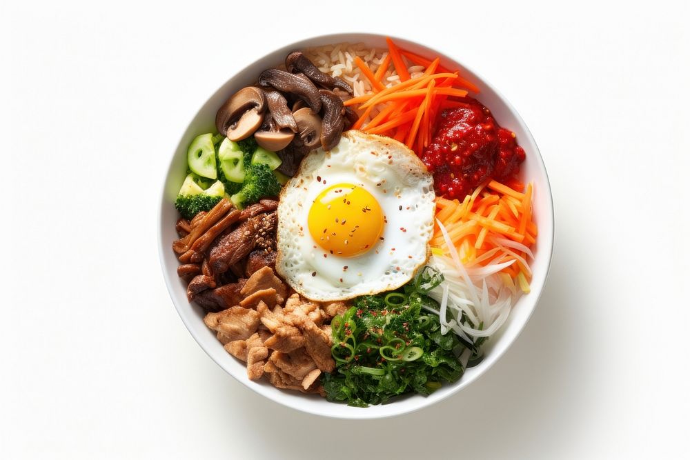 Bibimbap bowl noodle lunch meal. AI generated Image by rawpixel.