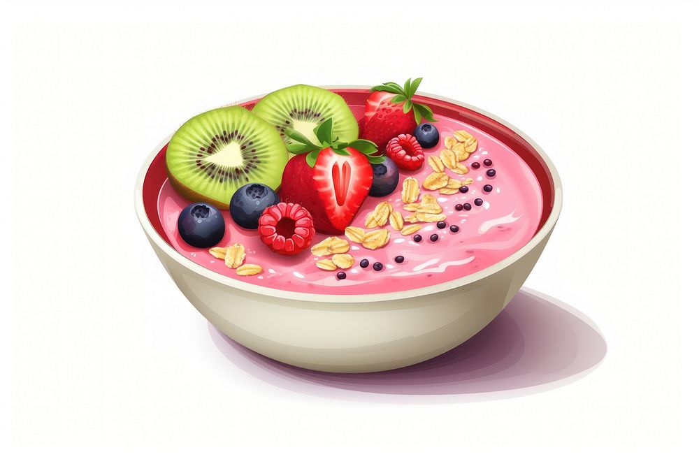 Smoothie bowl strawberry blueberry dessert. AI generated Image by rawpixel.