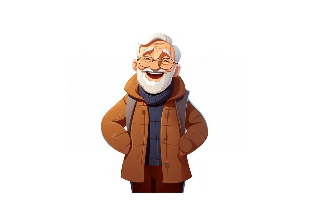 Grandfather cartoon scarf adult. AI generated Image by rawpixel.