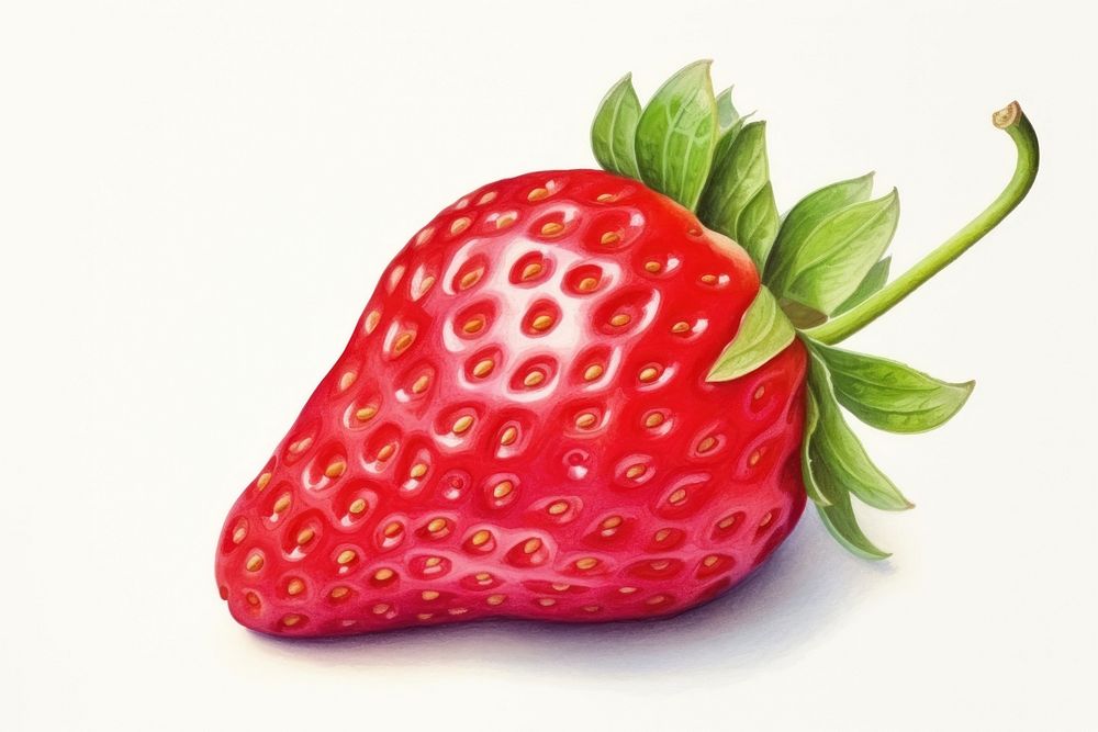 Watercolor of strawberry fruit plant food. AI generated Image by rawpixel.