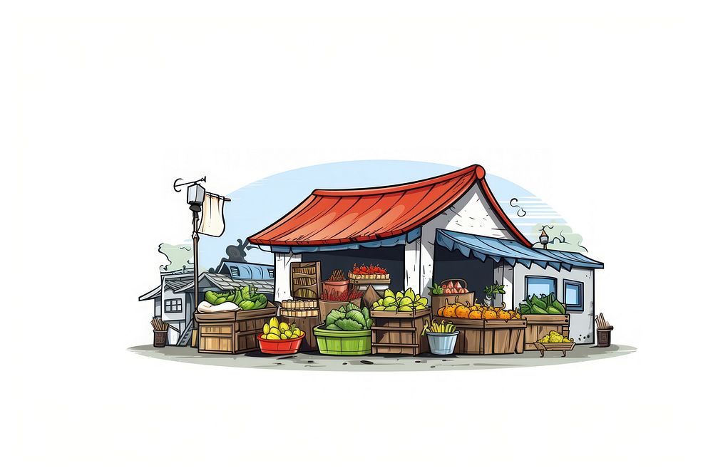 Market architecture outdoors cartoon. AI generated Image by rawpixel.