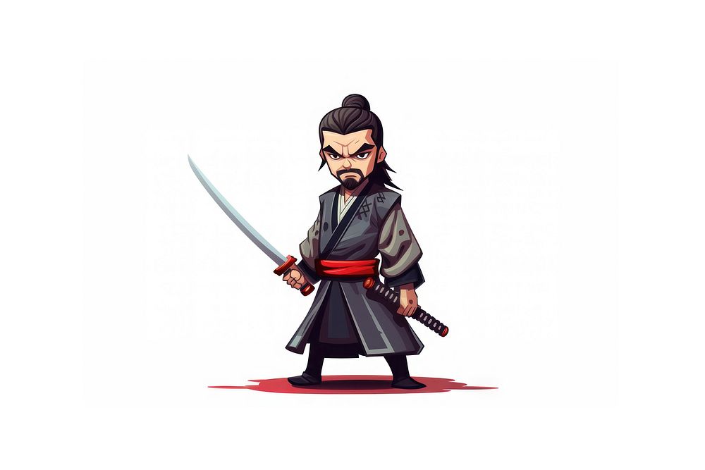 Samurai cartoon weapon adult. AI generated Image by rawpixel.