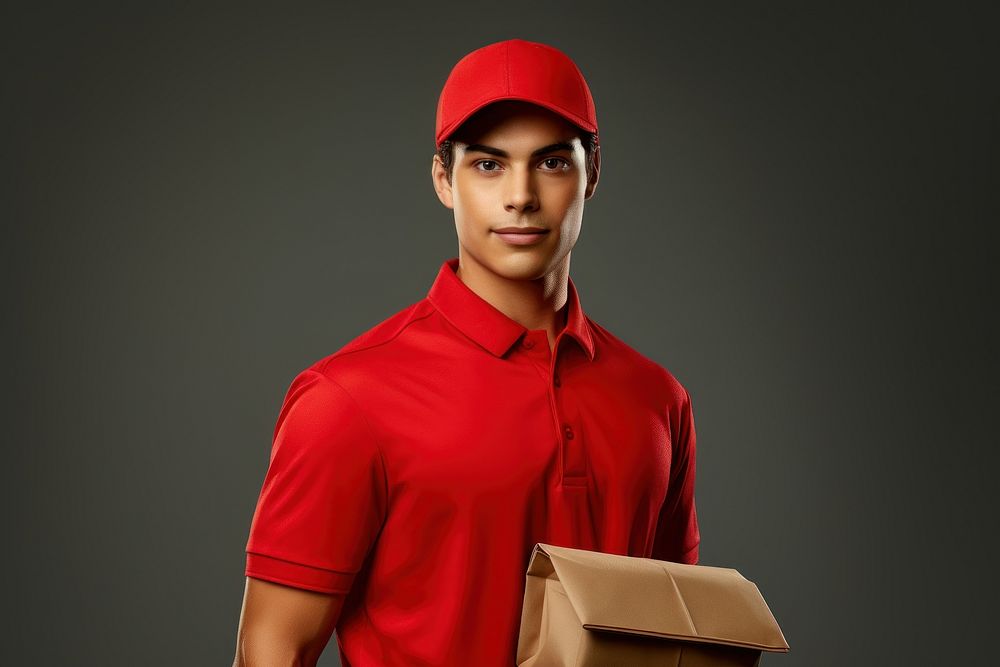 Food delivery portrait cardboard adult. AI generated Image by rawpixel.