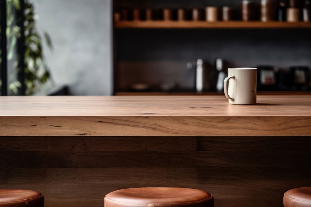 Coffee shop wood furniture table. AI generated Image by rawpixel.