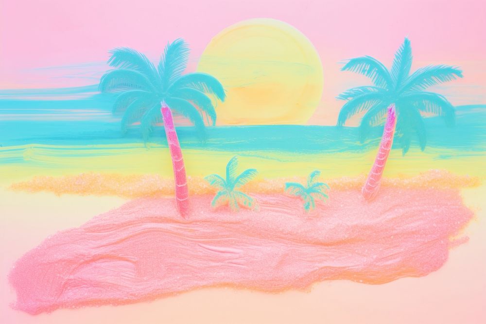 Beach outdoors painting drawing. AI generated Image by rawpixel.