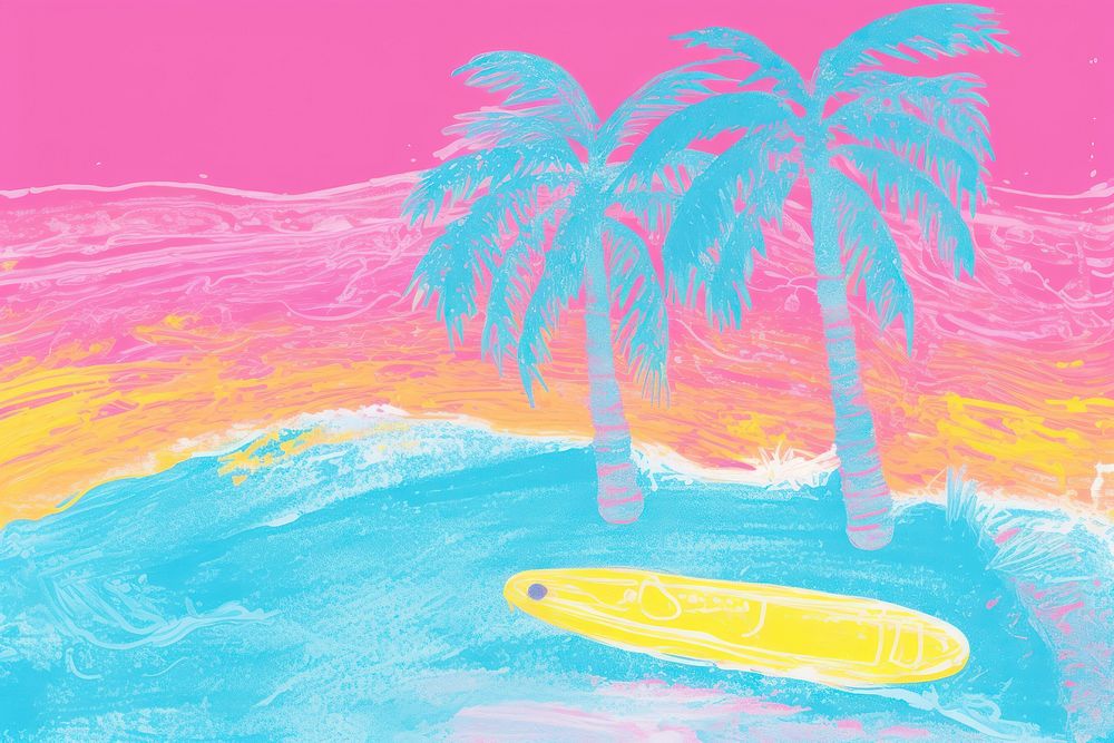 Beach painting outdoors drawing. AI generated Image by rawpixel.