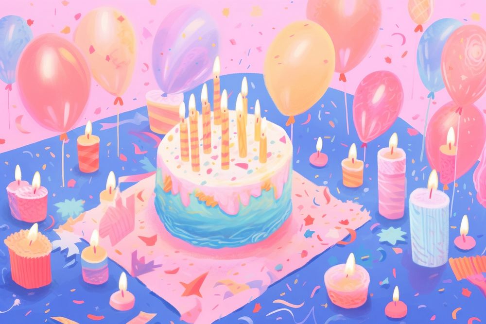 Birthday party dessert balloon candle. AI generated Image by rawpixel.