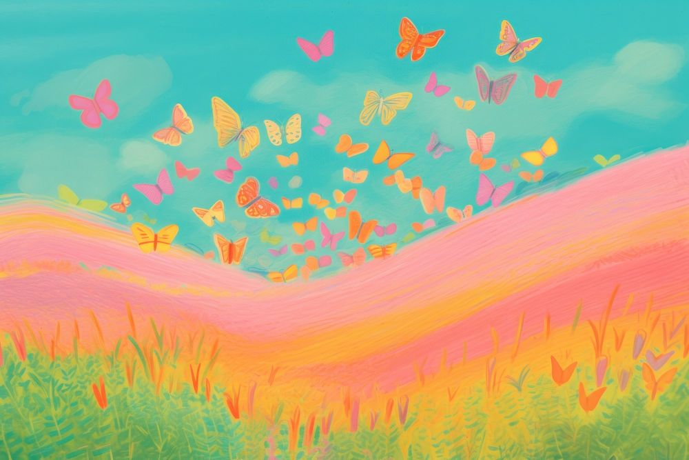 Butterflies backgrounds outdoors painting. AI generated Image by rawpixel.