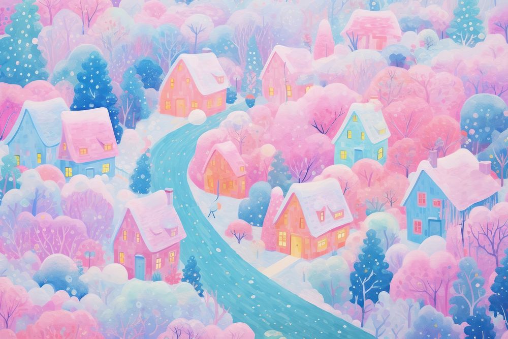 Winter village backgrounds outdoors nature. AI generated Image by rawpixel.