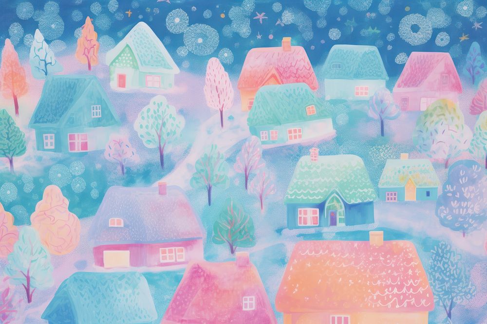 Winter village backgrounds outdoors painting. AI generated Image by rawpixel.
