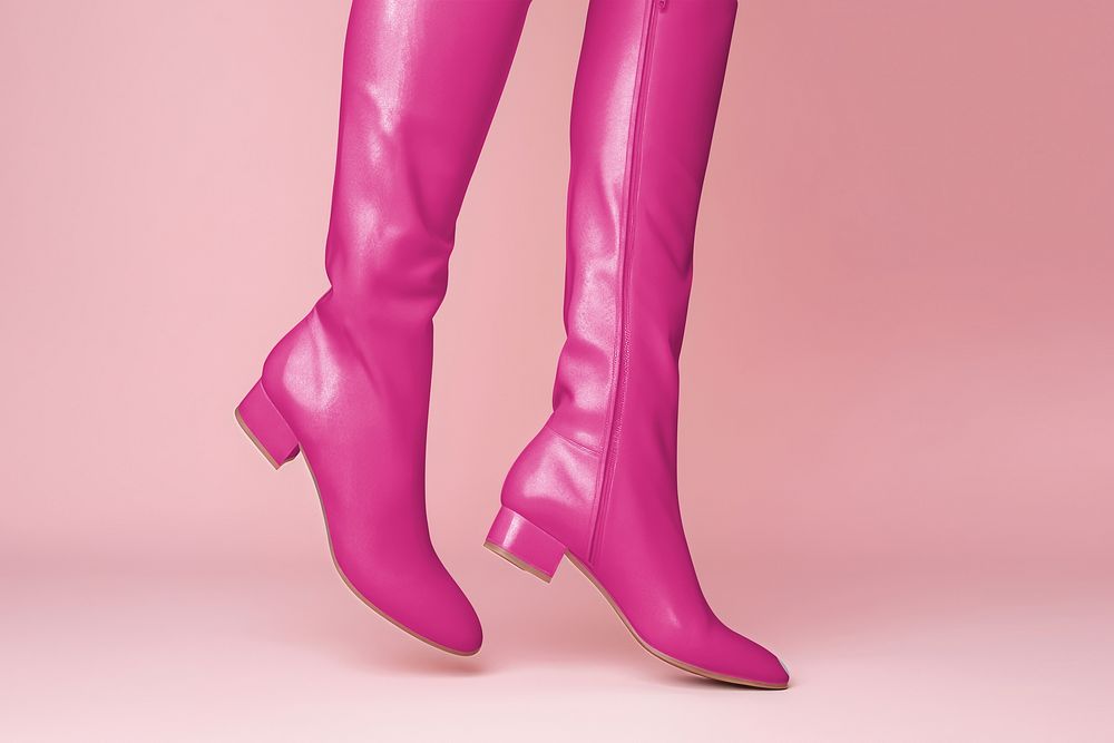 Women's knee-high boots mockup psd
