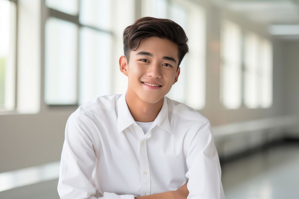 Southeast Asian student smile happy boy. AI generated Image by rawpixel.