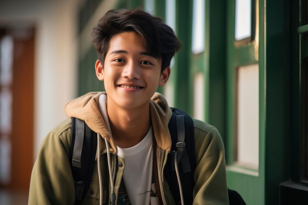 Southeast Asian student smile happy boy. AI generated Image by rawpixel.