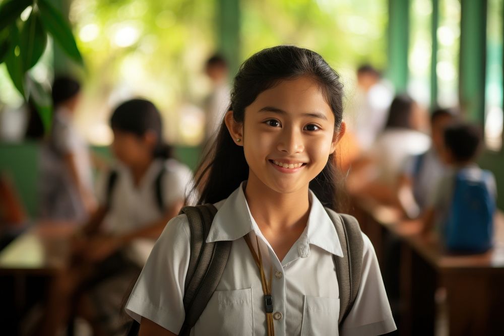 Southeast Asian student school child smile. 