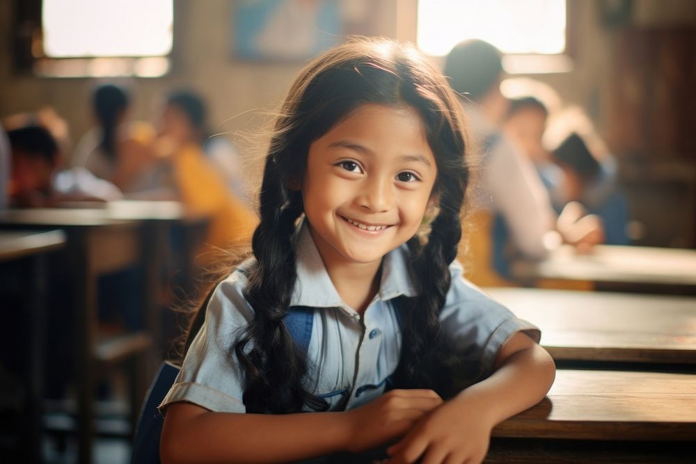 Southeast Asian student school child smile. AI generated Image by rawpixel.