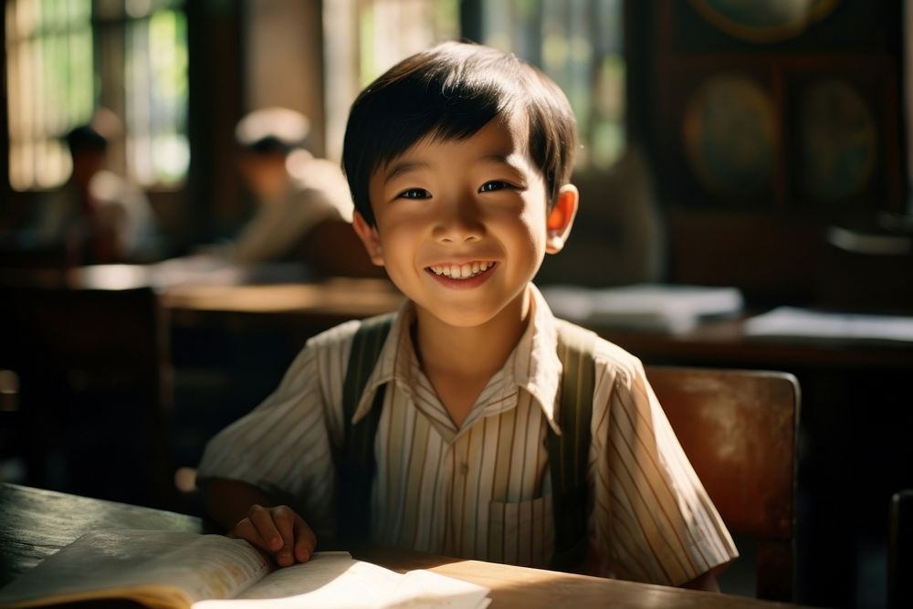Southeast Asian student school child happy. AI generated Image by rawpixel.