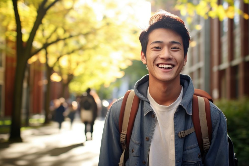 Southeast asian student portrait smile happy. AI generated Image by rawpixel.