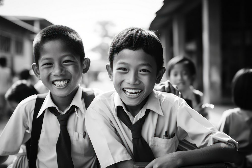 Southeast Asian students laughing portrait child. AI generated Image by rawpixel.