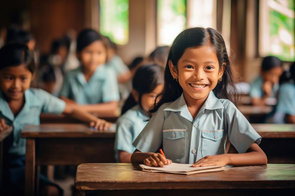 Southeast Asian students classroom child togetherness. AI generated Image by rawpixel.