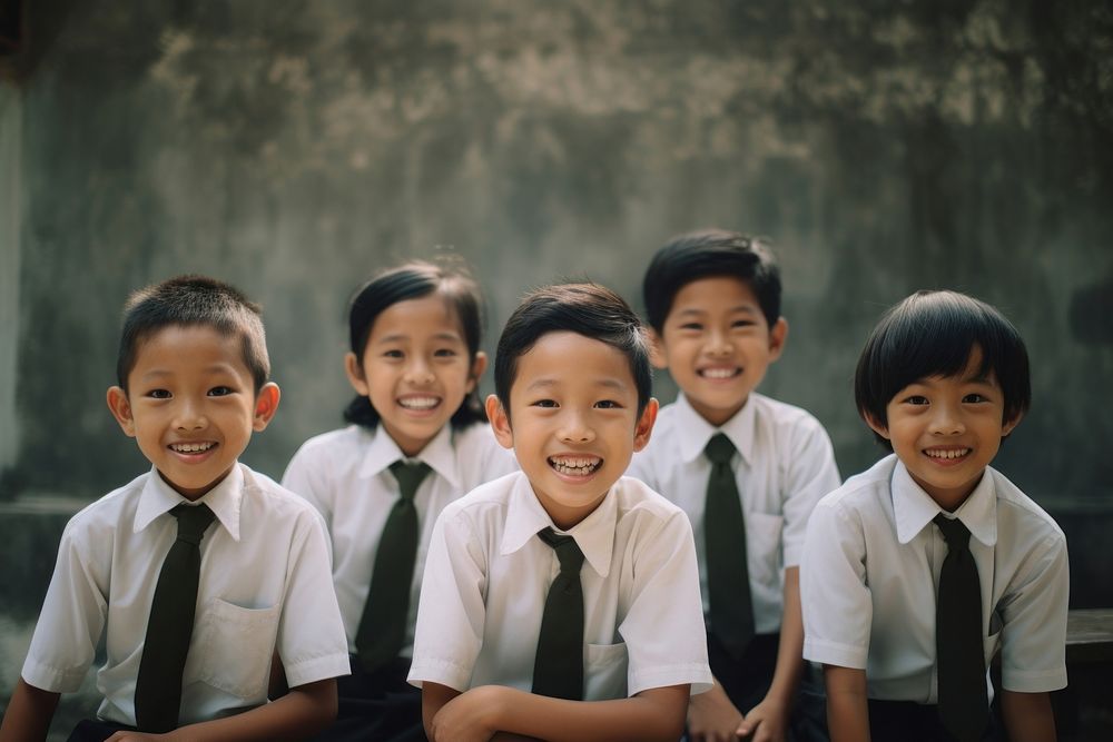 Southeast Asian students school child happy. AI generated Image by rawpixel.