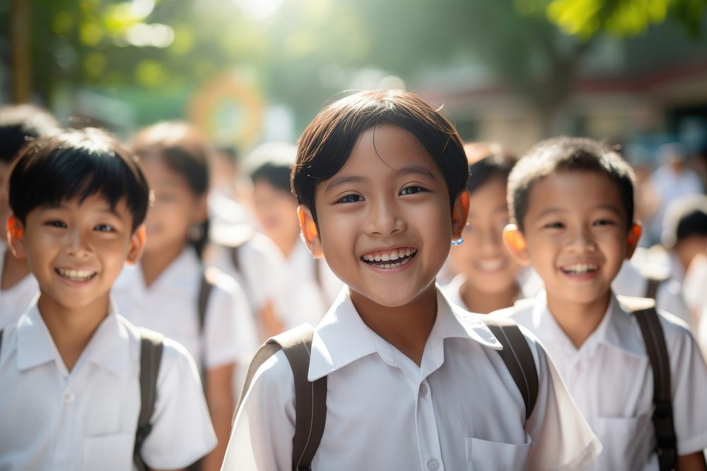 Southeast Asian students school child smile. AI generated Image by rawpixel.