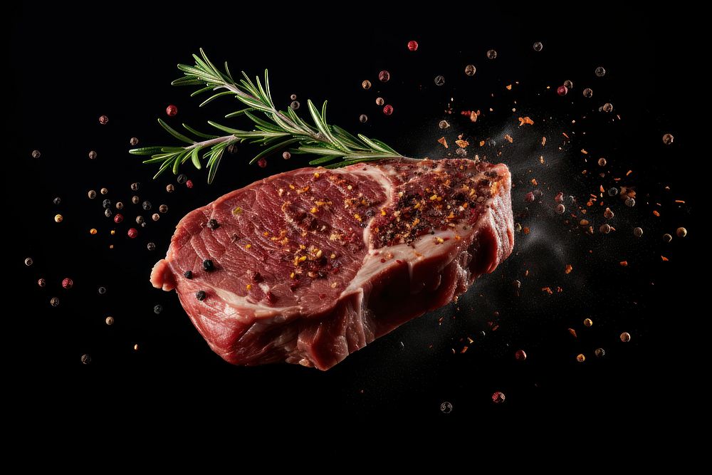 Beef rib eye steak meat food pork. AI generated Image by rawpixel.