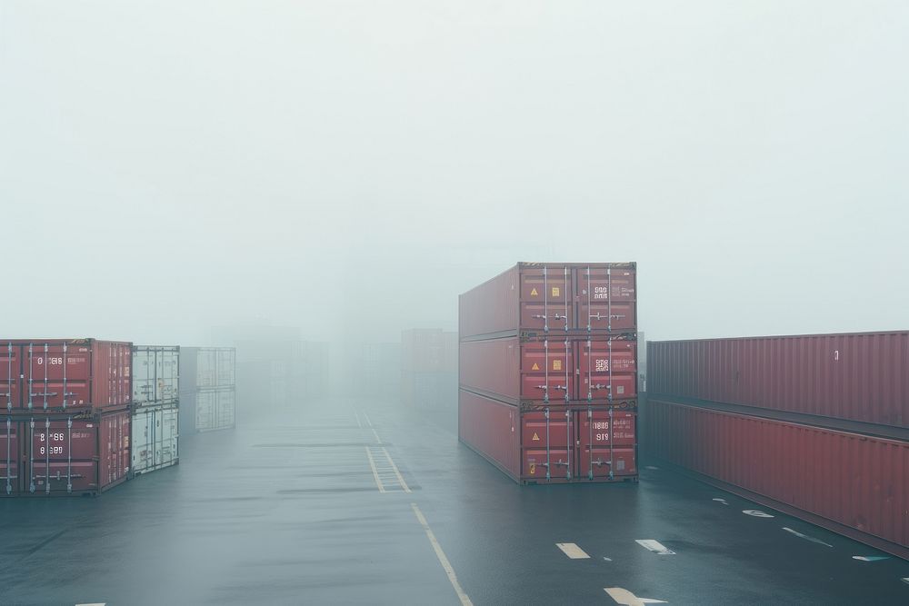 Containers on a cargo ship architecture semi-truck delivering. AI generated Image by rawpixel.