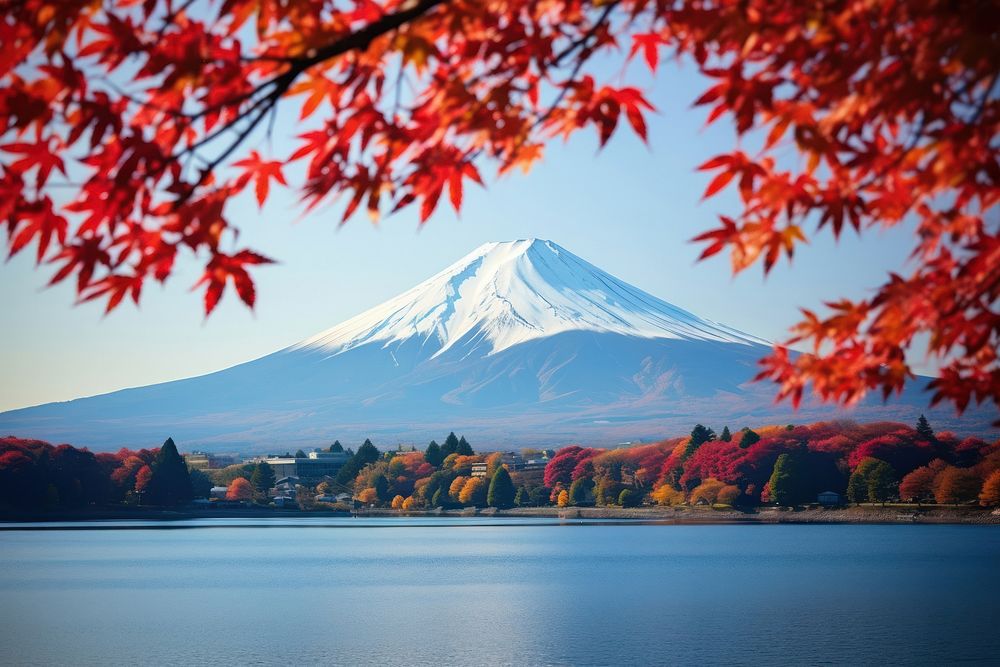 Japanese autumn season mountain outdoors nature. AI generated Image by rawpixel.