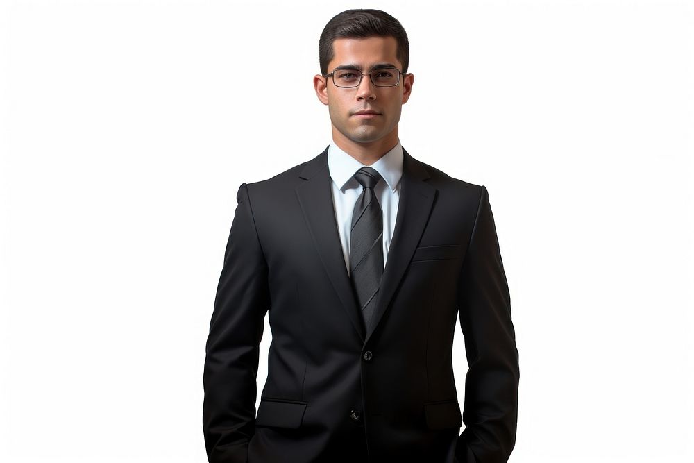 Man wearing a business suit glasses tuxedo blazer. AI generated Image by rawpixel.