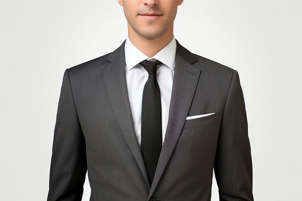 Man wearing a business suit tuxedo blazer tie