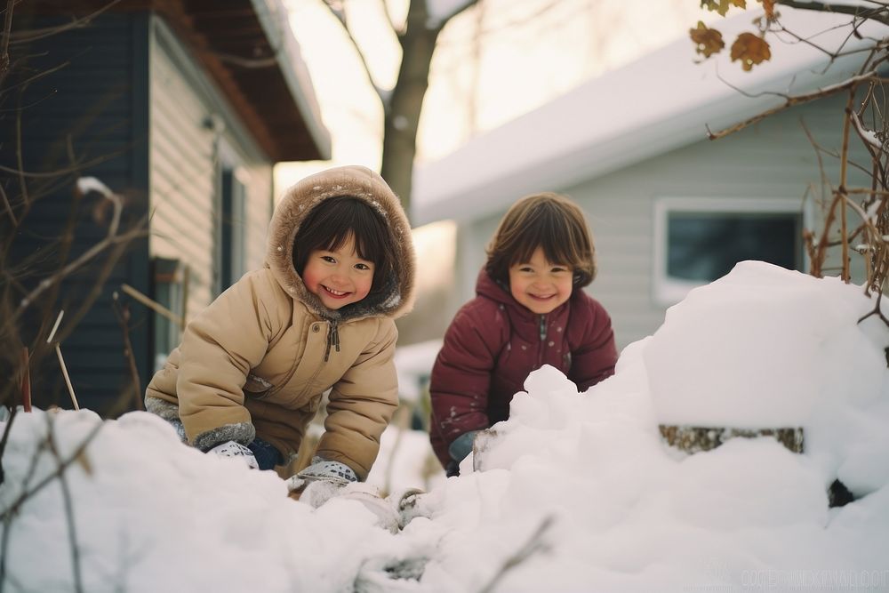 Children enjoying photography portrait outdoors. AI generated Image by rawpixel.