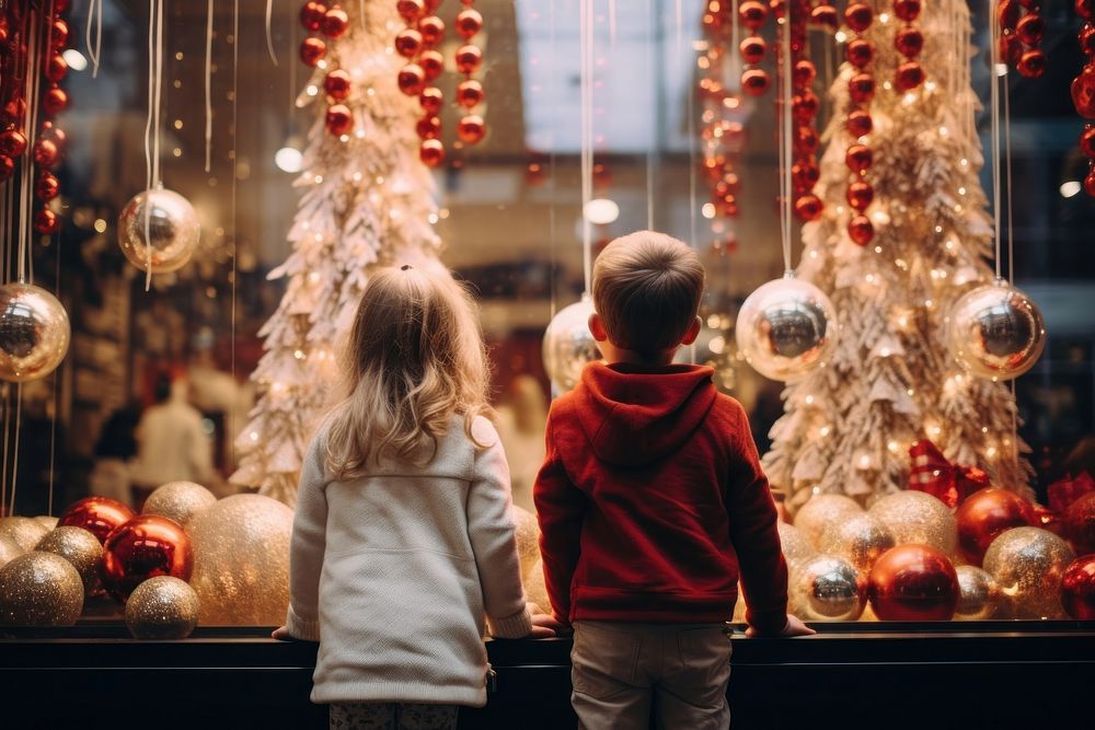 Children mesmerized christmas togetherness architecture. AI generated Image by rawpixel.