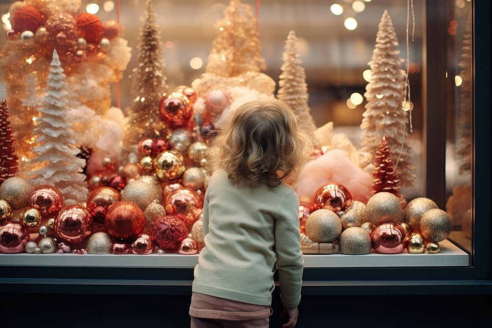 Children mesmerized christmas window anticipation. AI generated Image by rawpixel.