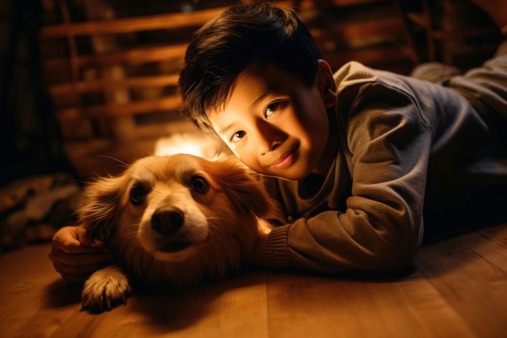 Child dog pet photography. AI generated Image by rawpixel.