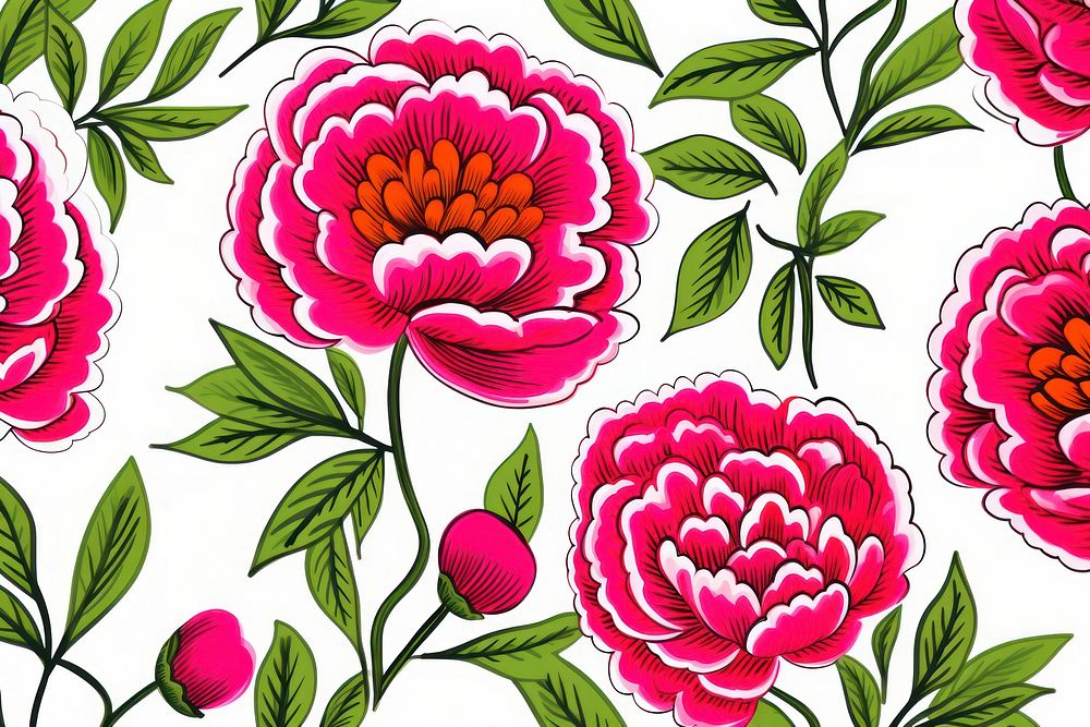 Peonies pattern flower dahlia. AI generated Image by rawpixel.
