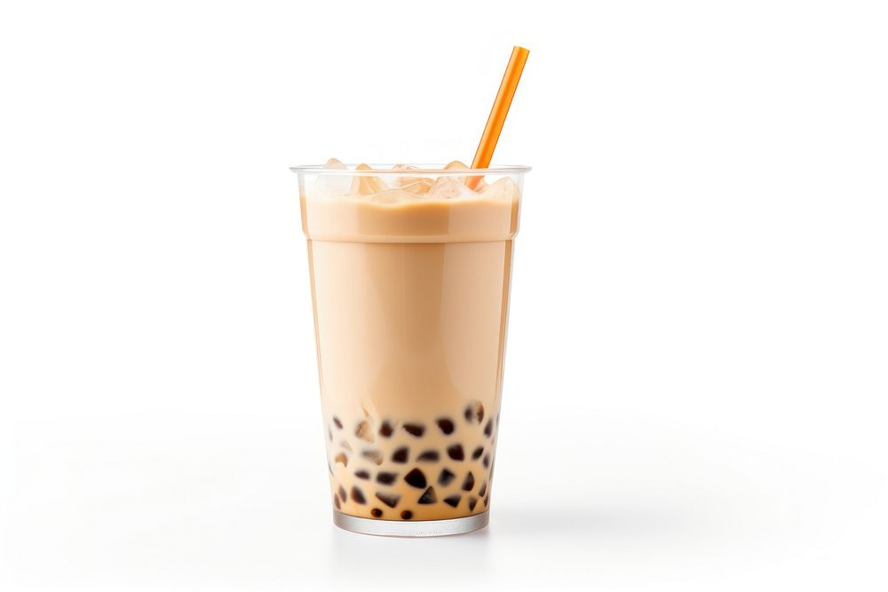 Bubble tea drink white background refreshment. AI generated Image by rawpixel.