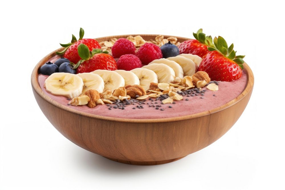 Smoothie bowl strawberry blueberry raspberry. AI generated Image by rawpixel.