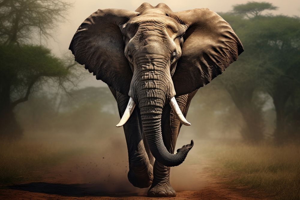 African elephant wildlife outdoors. AI generated Image by rawpixel.