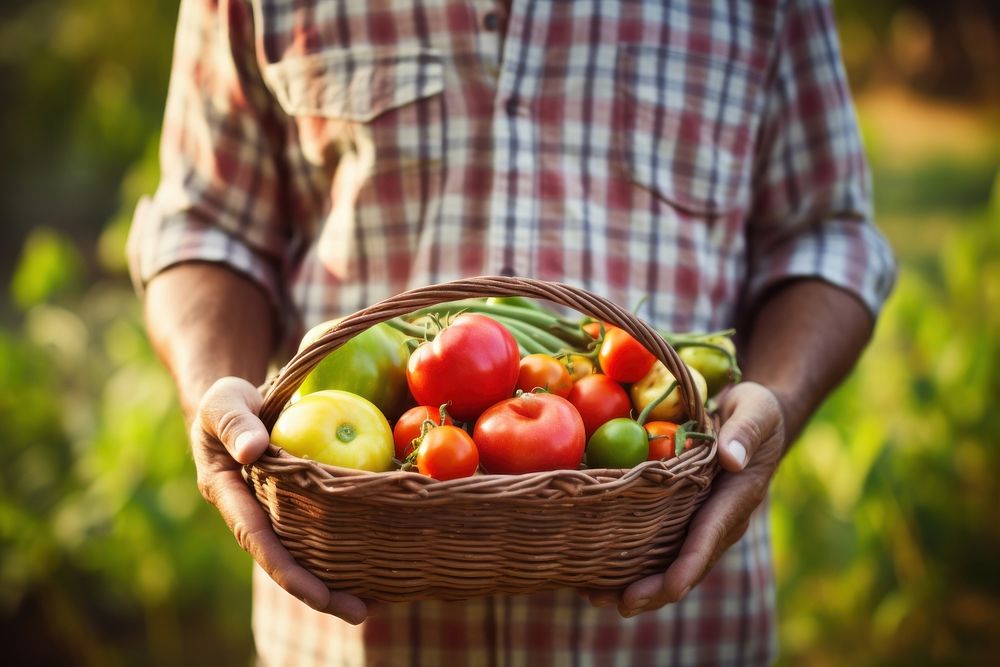 Fruit basket organic holding farmer. AI generated Image by rawpixel.