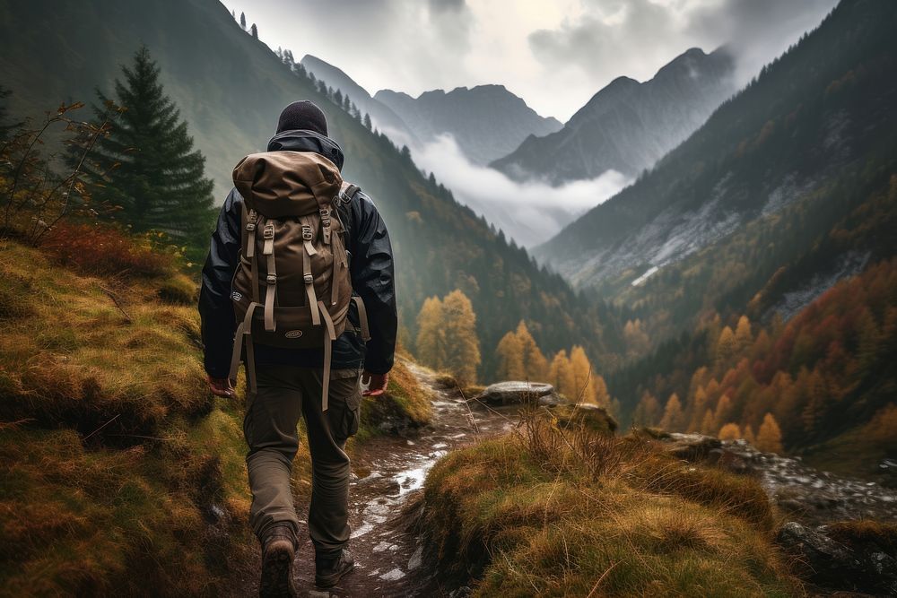 Adventure hiking backpacking activity. AI generated Image by rawpixel.
