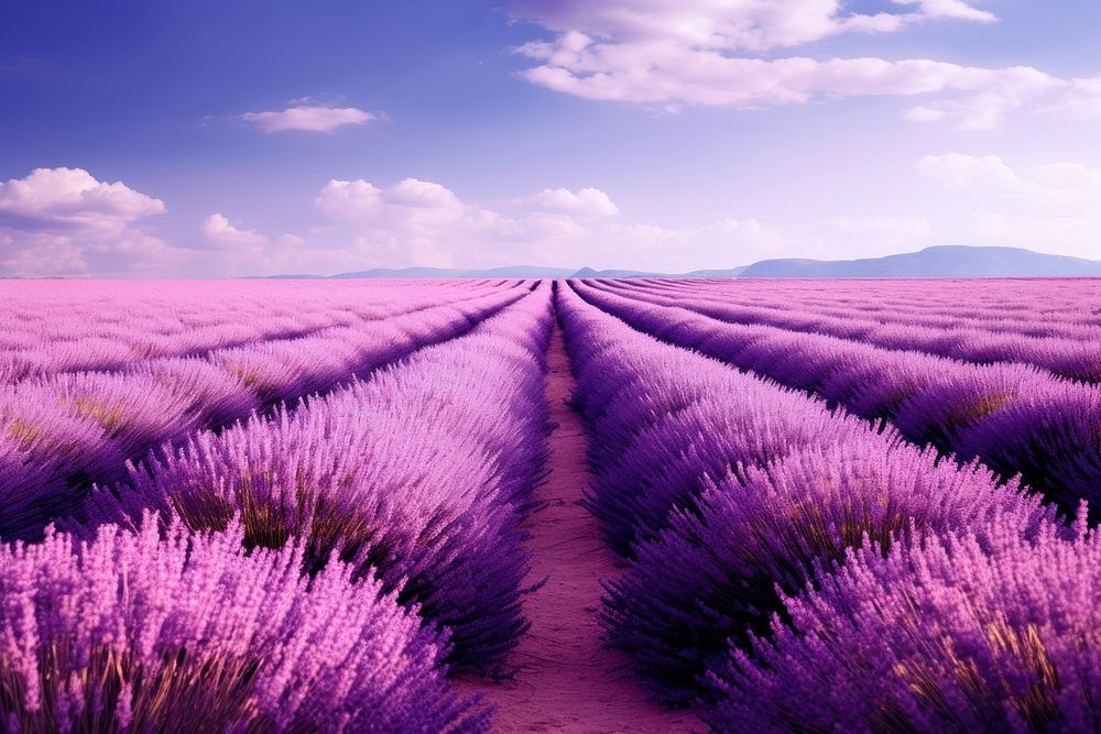 Lavender landscape outdoors blossom. AI generated Image by rawpixel.
