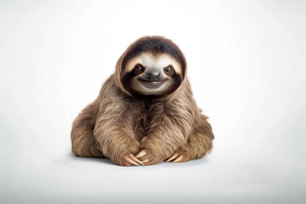 Sloth wildlife smiling animal. AI generated Image by rawpixel.