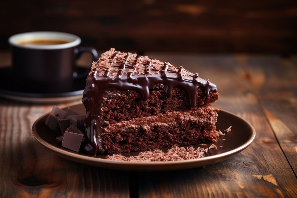 Cake chocolate plate dessert. AI generated Image by rawpixel.