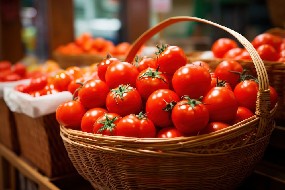 Tomato vegetable basket market. AI generated Image by rawpixel.