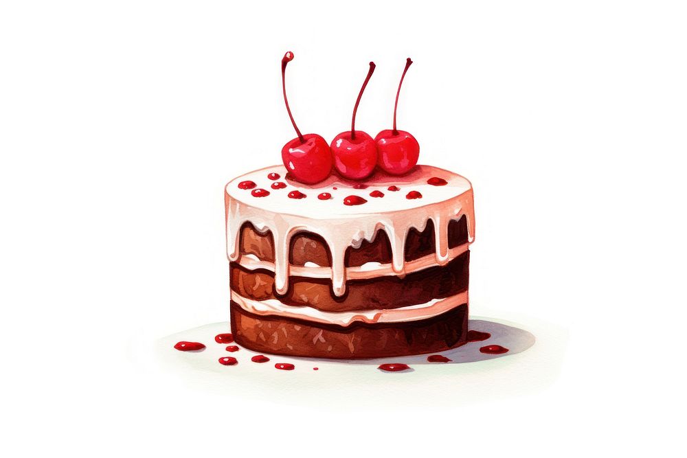 Cake birthday dessert cherry. AI generated Image by rawpixel.