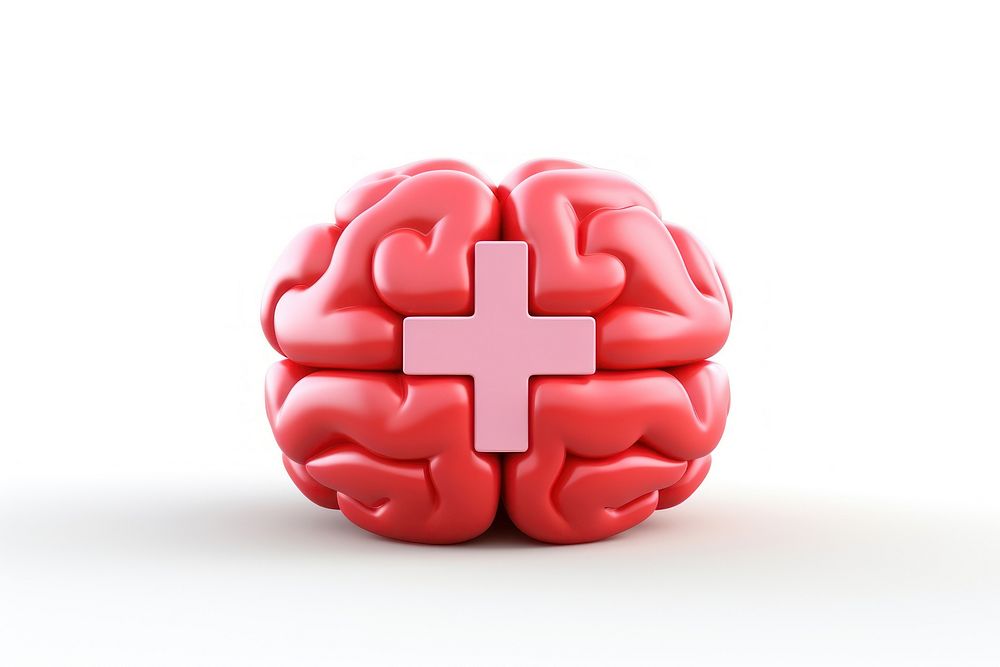 Brain symbol red white background. AI generated Image by rawpixel.