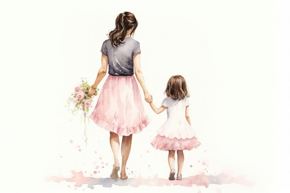 Mothers walking child dress. AI generated Image by rawpixel.