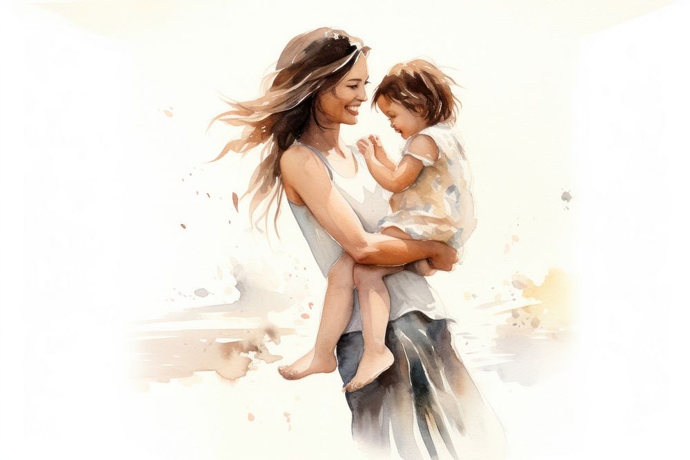 Mother portrait hugging smiling. AI generated Image by rawpixel.
