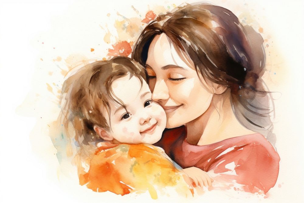 Mother portrait smiling kissing. AI generated Image by rawpixel.