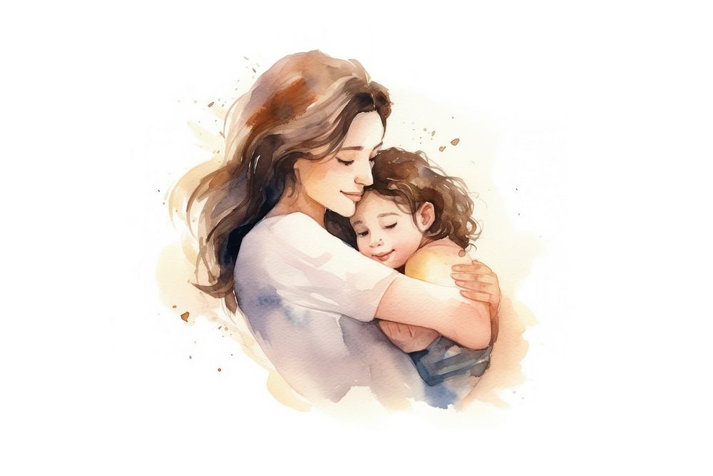 Mother portrait hugging smiling. AI generated Image by rawpixel.